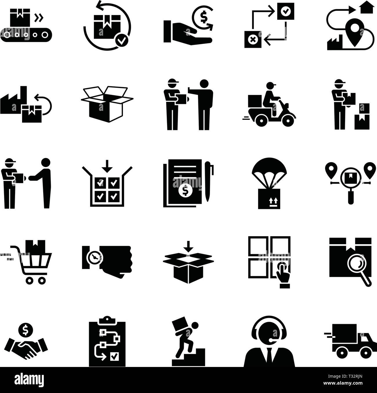 Fast delivery logistic icons big set in flat style Stock Vector Image ...