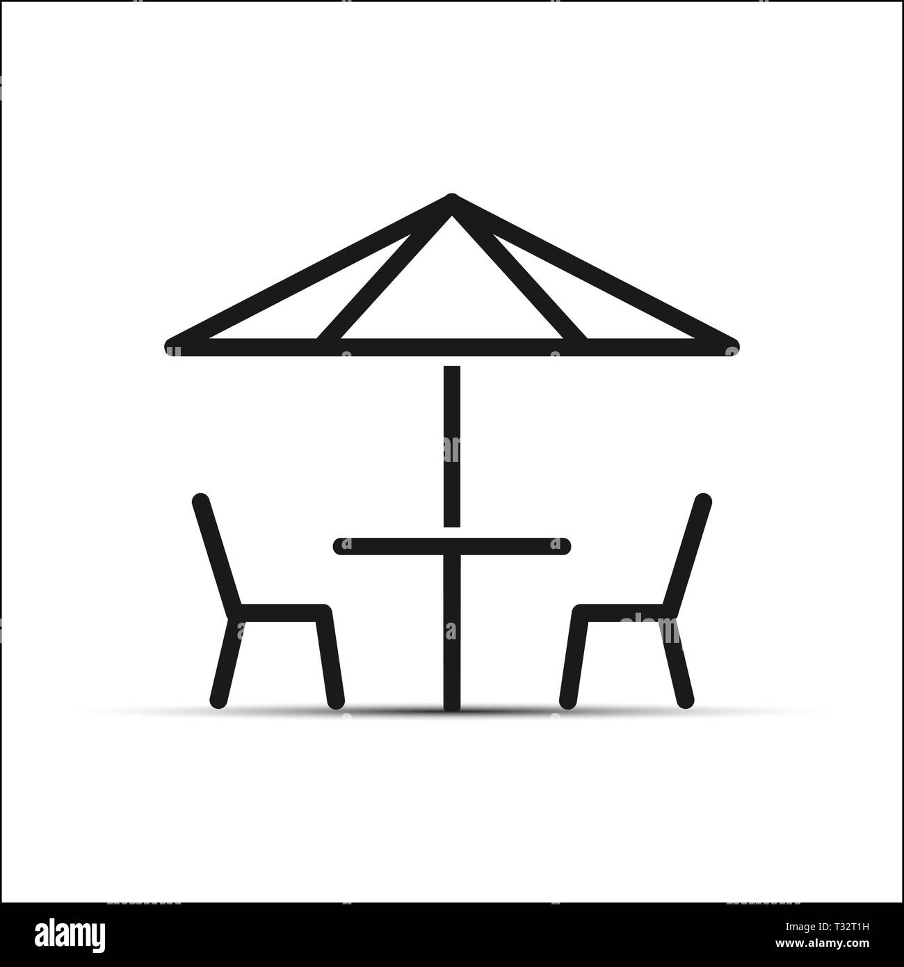 Two chairs and table under umbrella, flat design Stock Vector Image