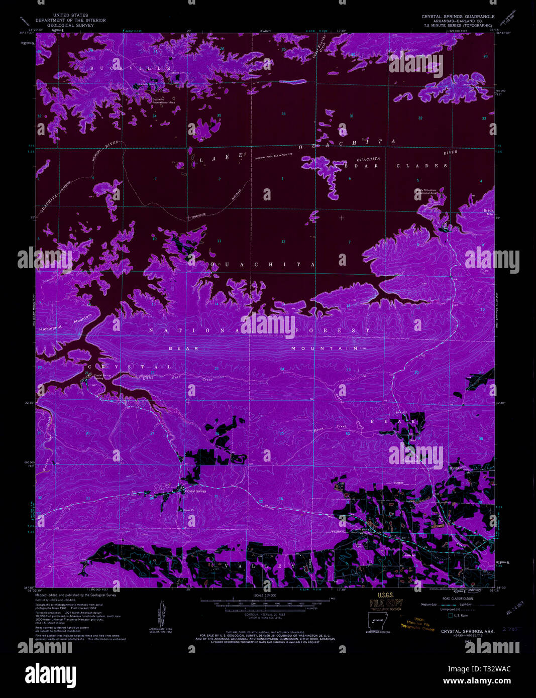 Map of crystal springs hi res stock - Usgs Topo Map Arkansas Ar Crystal Springs 258277 1962 24000 Inverted Restoration T32WAC 