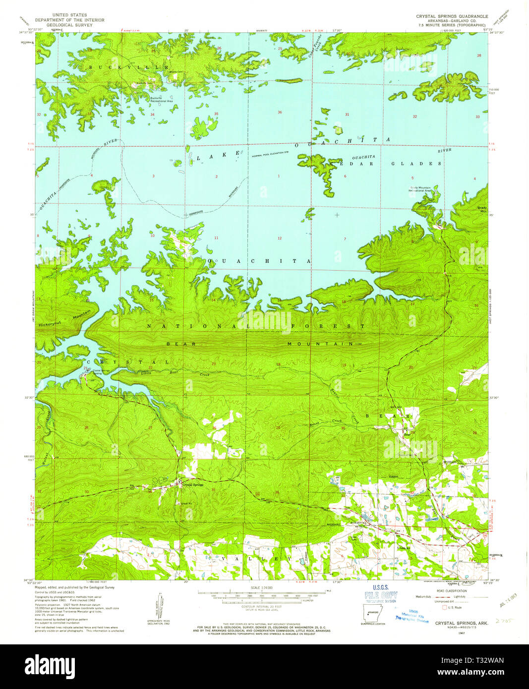 Map of crystal springs hi res stock - Usgs Topo Map Arkansas Ar Crystal Springs 258277 1962 24000 Restoration T32WAN 