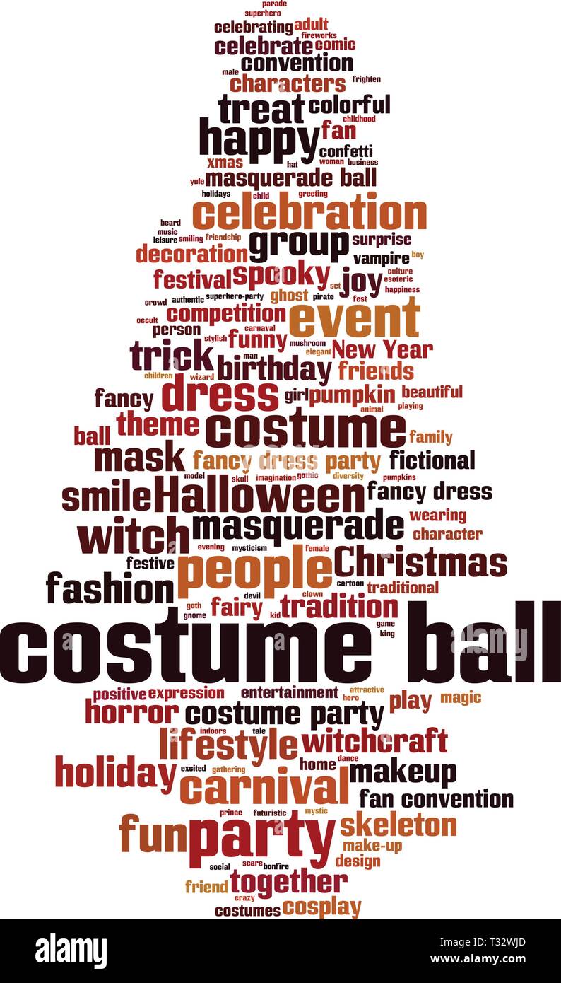 Costume ball word cloud concept. Vector illustration Stock Vector