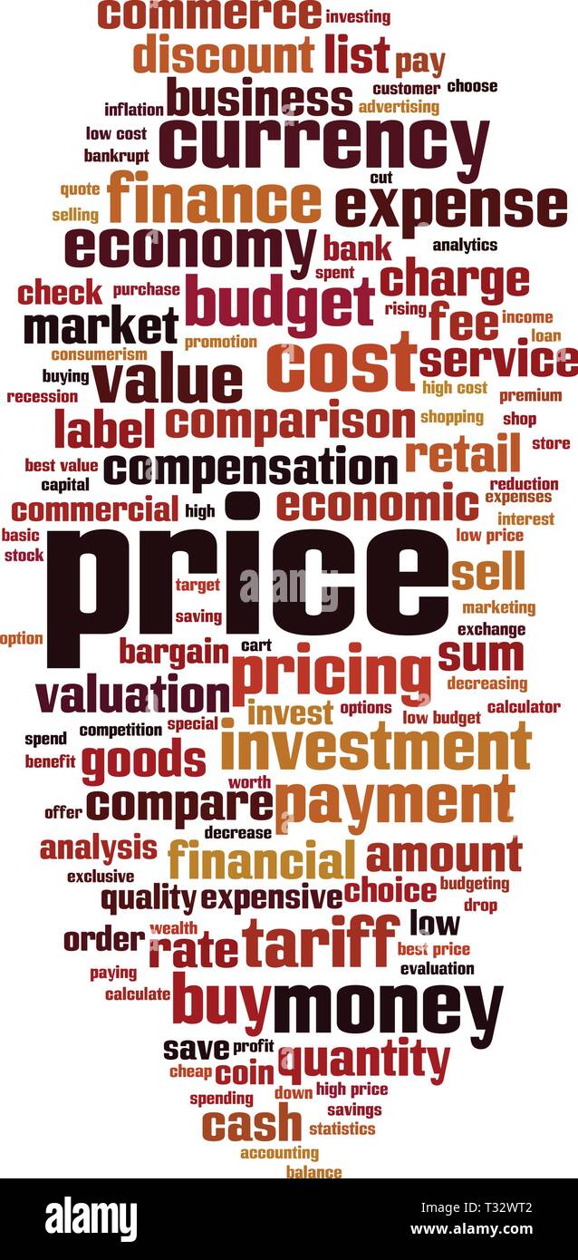 Price word cloud concept. Collage made of words about price. Vector