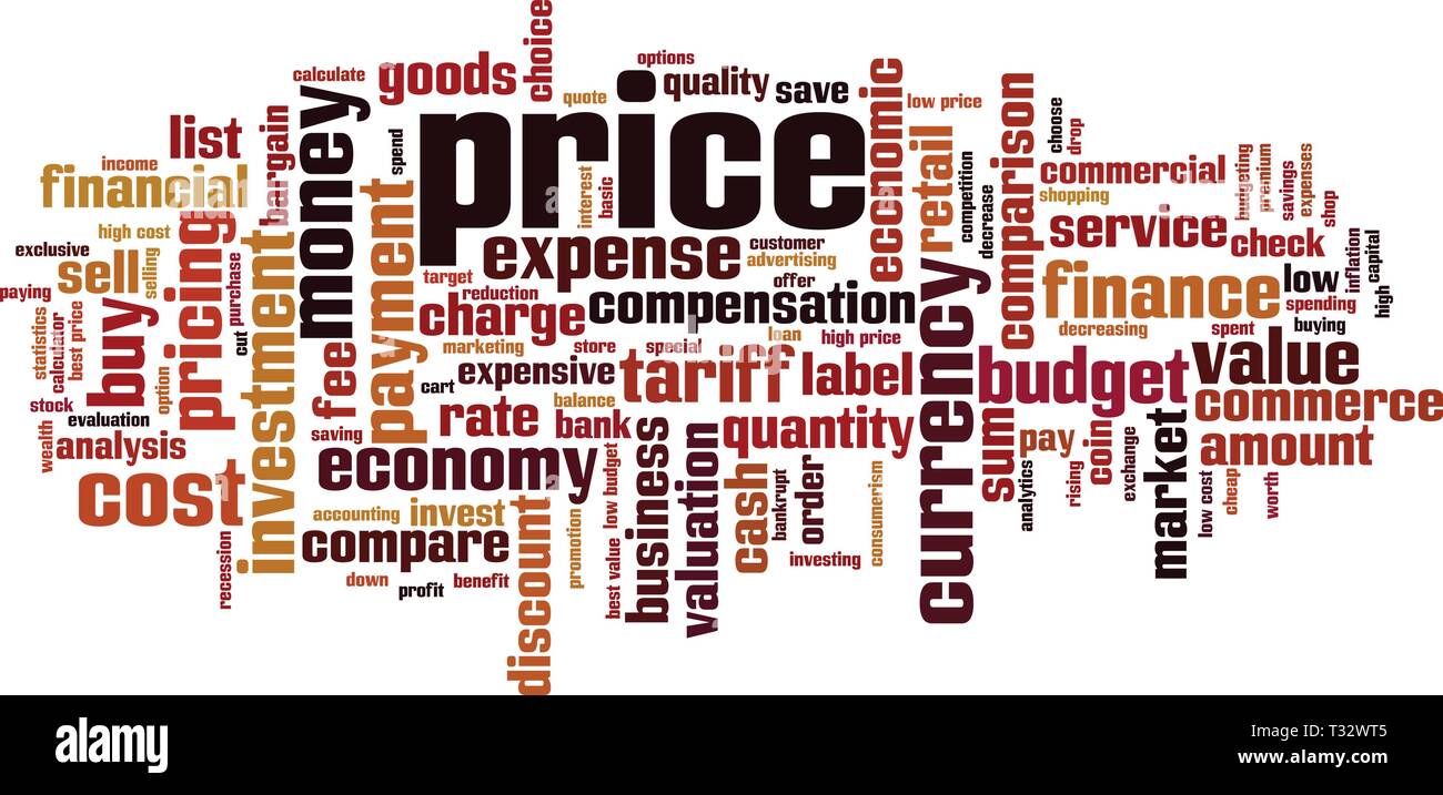 Price word cloud concept. Collage made of words about price. Vector illustration Stock Vector