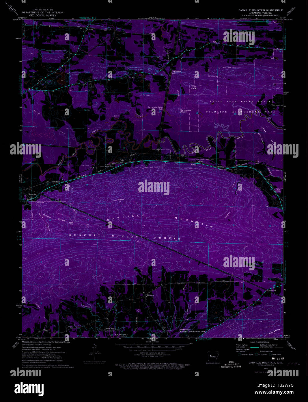 USGS TOPO Map Arkansas AR Danville - Usgs Topo Map Arkansas Ar Danville Mountain 258294 1972 24000 Inverted Restoration T32WYG 