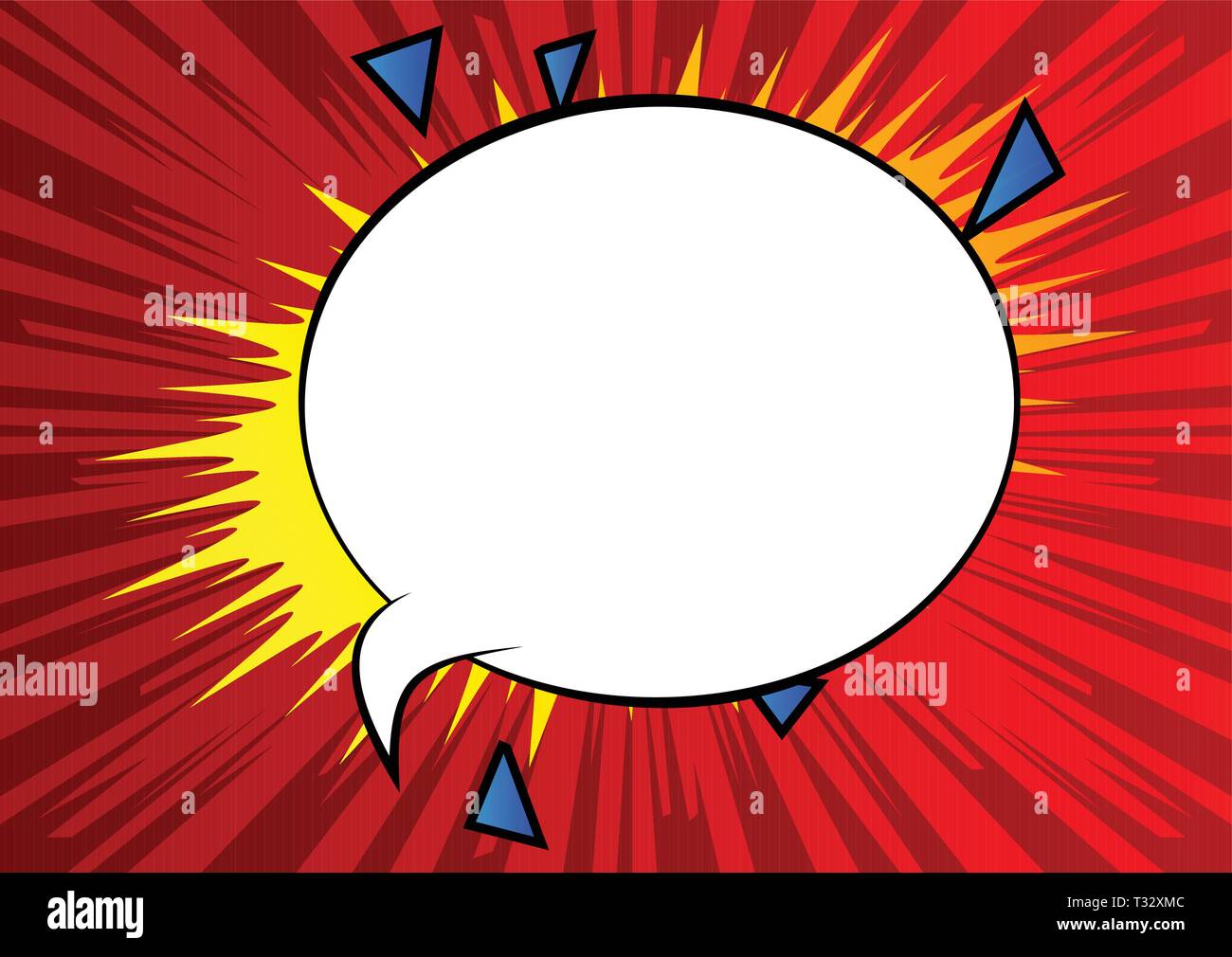 Vector illustrated retro comic book background with big blank speech ...