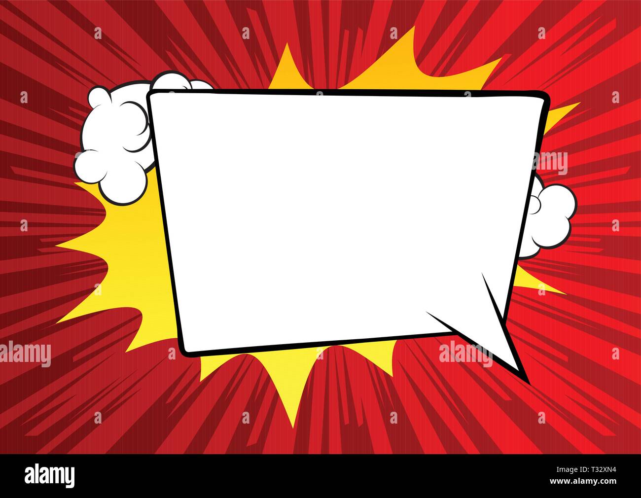 Vector illustrated retro comic book background with big blank speech ...