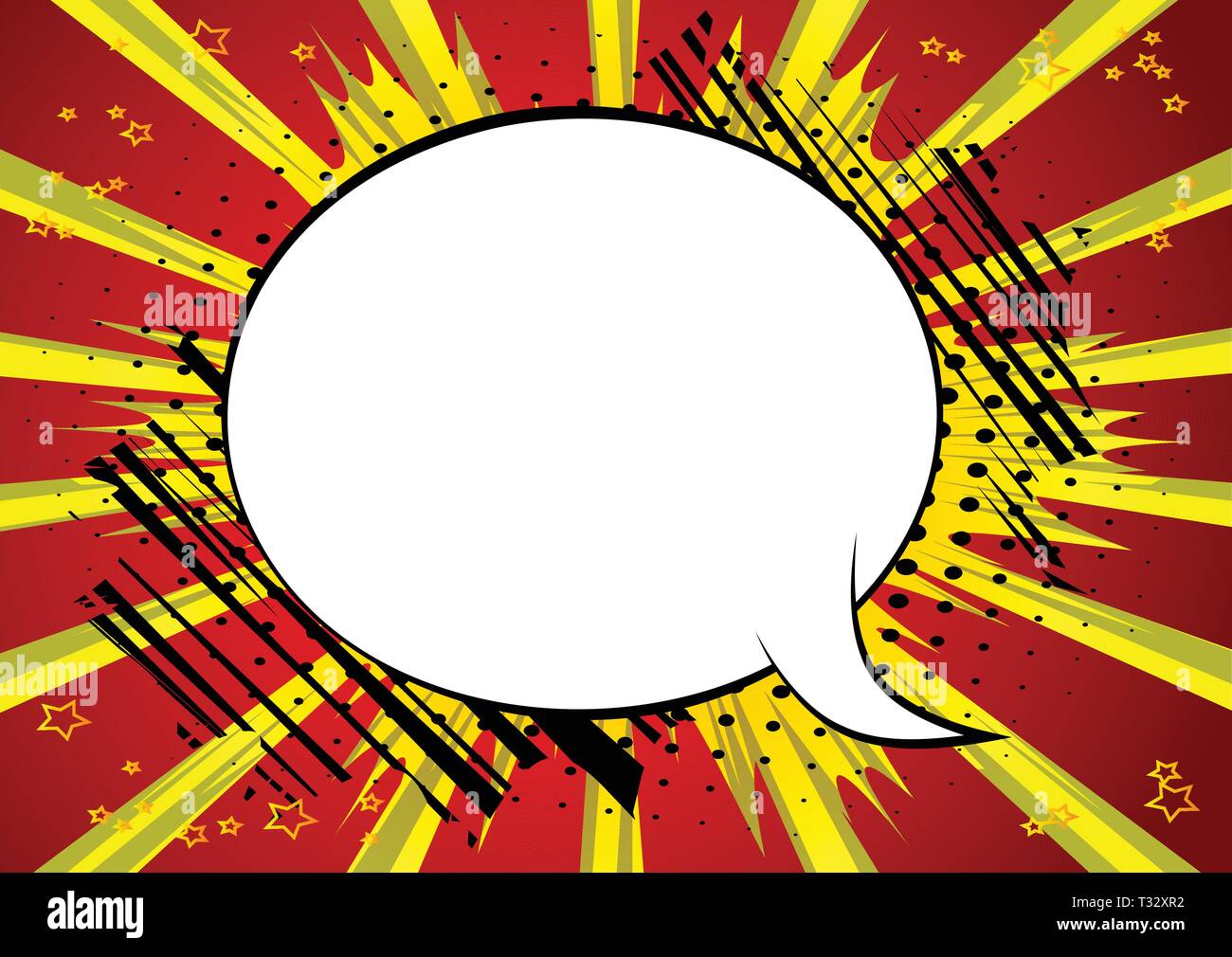 Vector illustrated retro comic book background with big blank speech ...