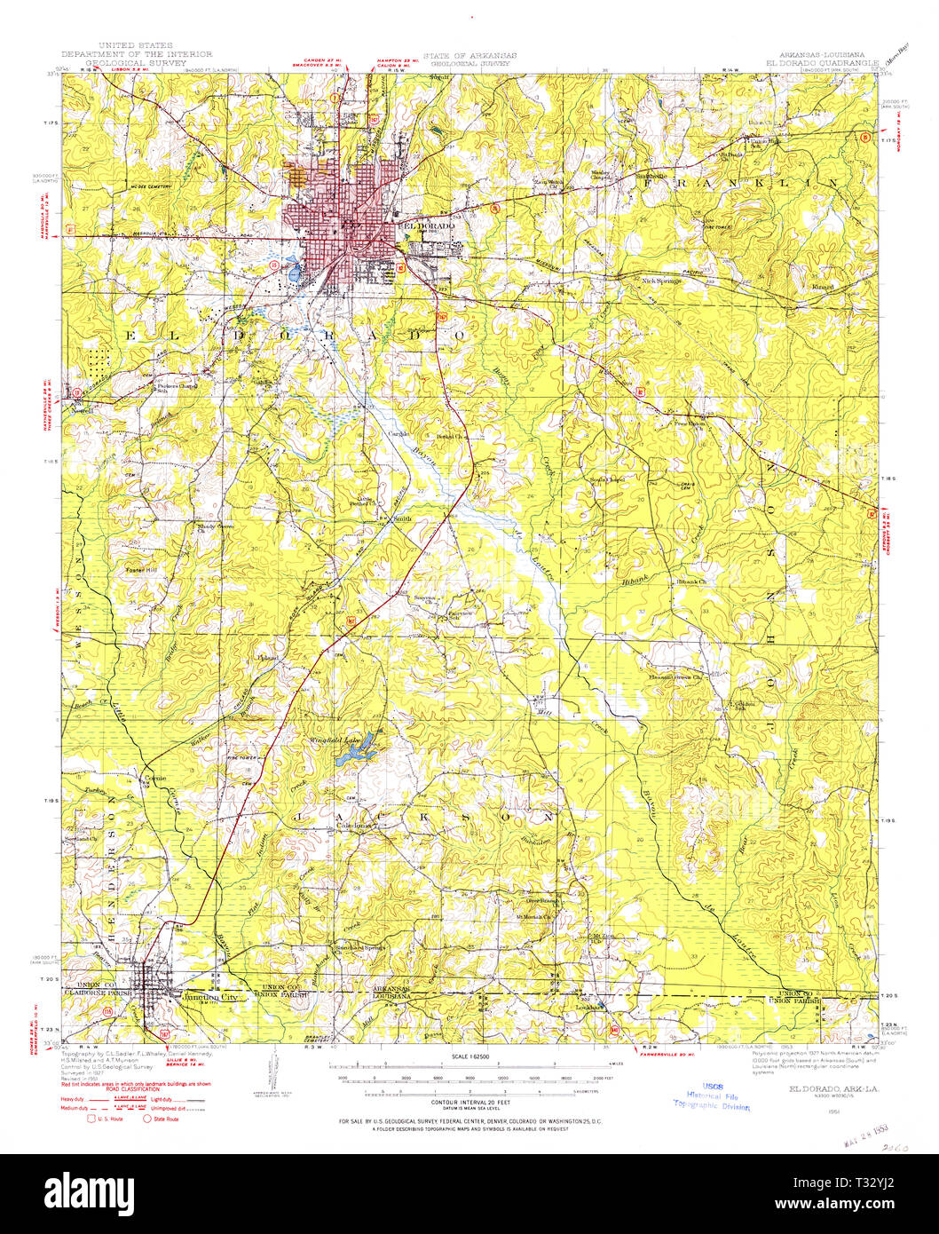 USGS TOPO Map Arkansas AR El Dorado 260048 1951 62500 Restoration ...