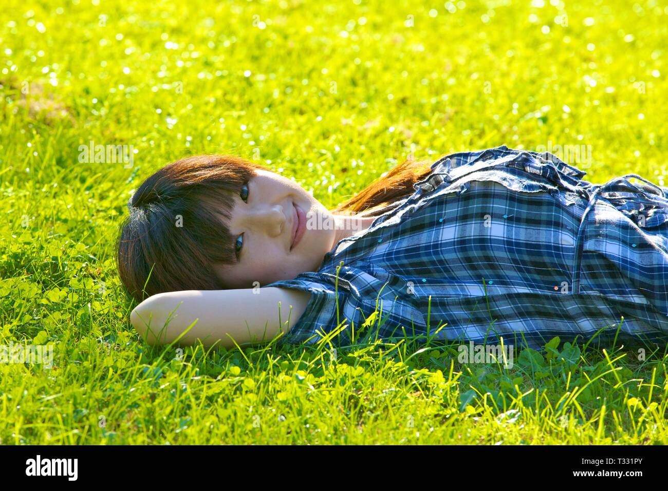 Asian Female Student Studying Stock Photo