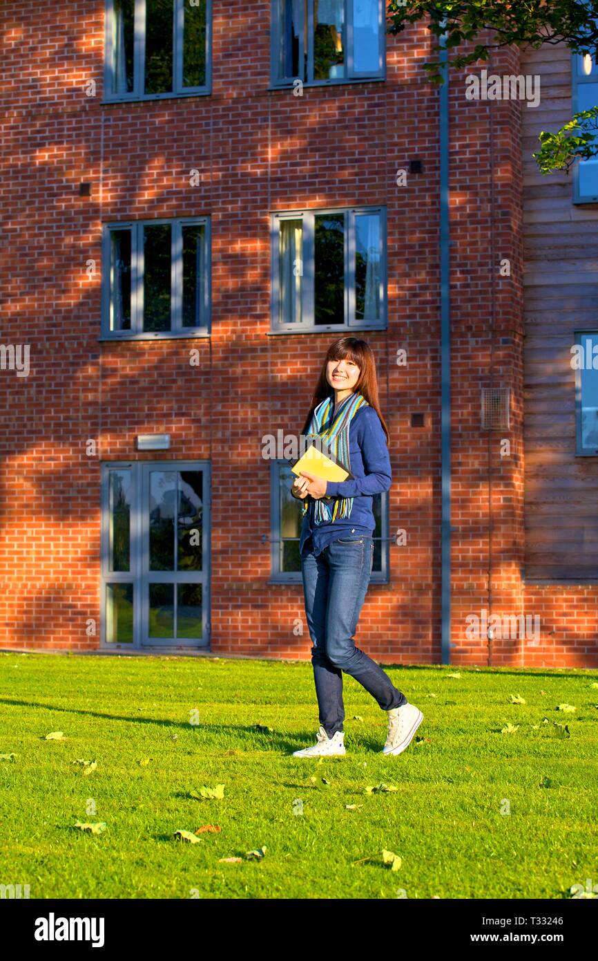 Asian Female Student Studying Stock Photo