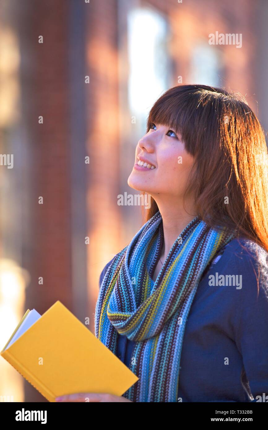 Asian Female Student Studying Stock Photo