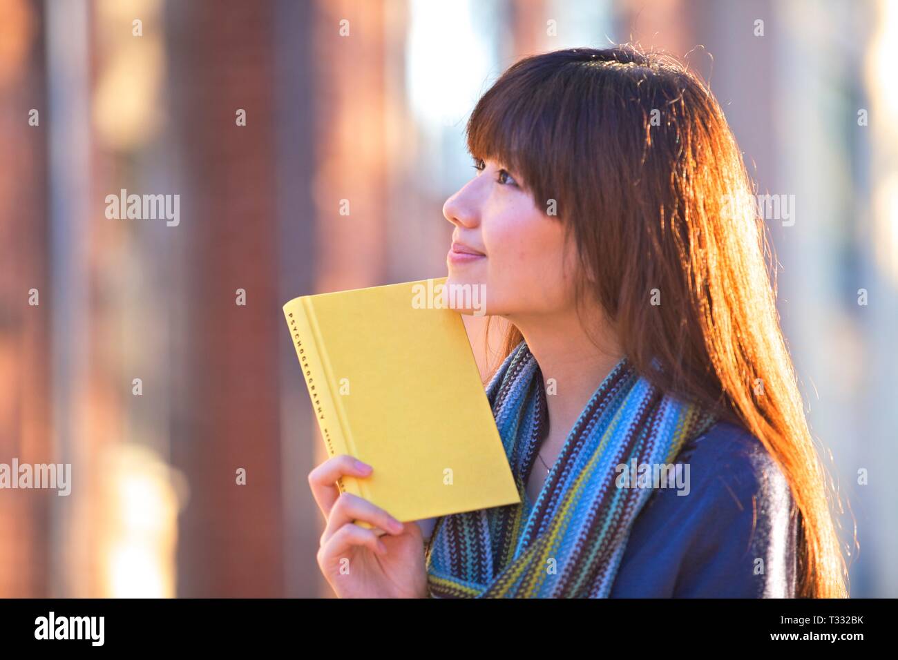 Asian Female Student Studying Stock Photo