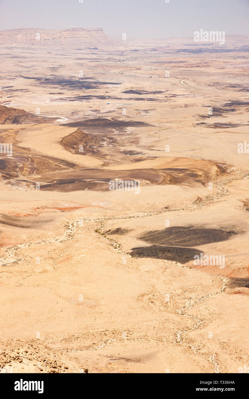 Mitzpe Ramon desert landscape of the Ramon Crater (Makhtesh Ramon), the largest in ...