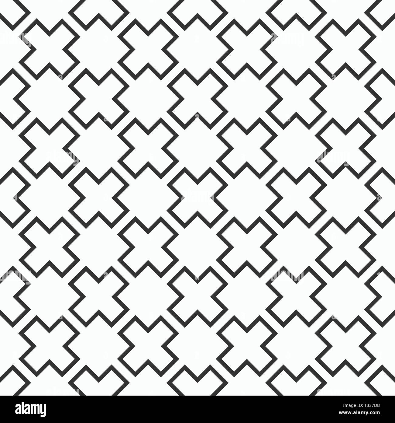 Abstract seamless pattern of crosses or plus signs. X-sign pattern ...