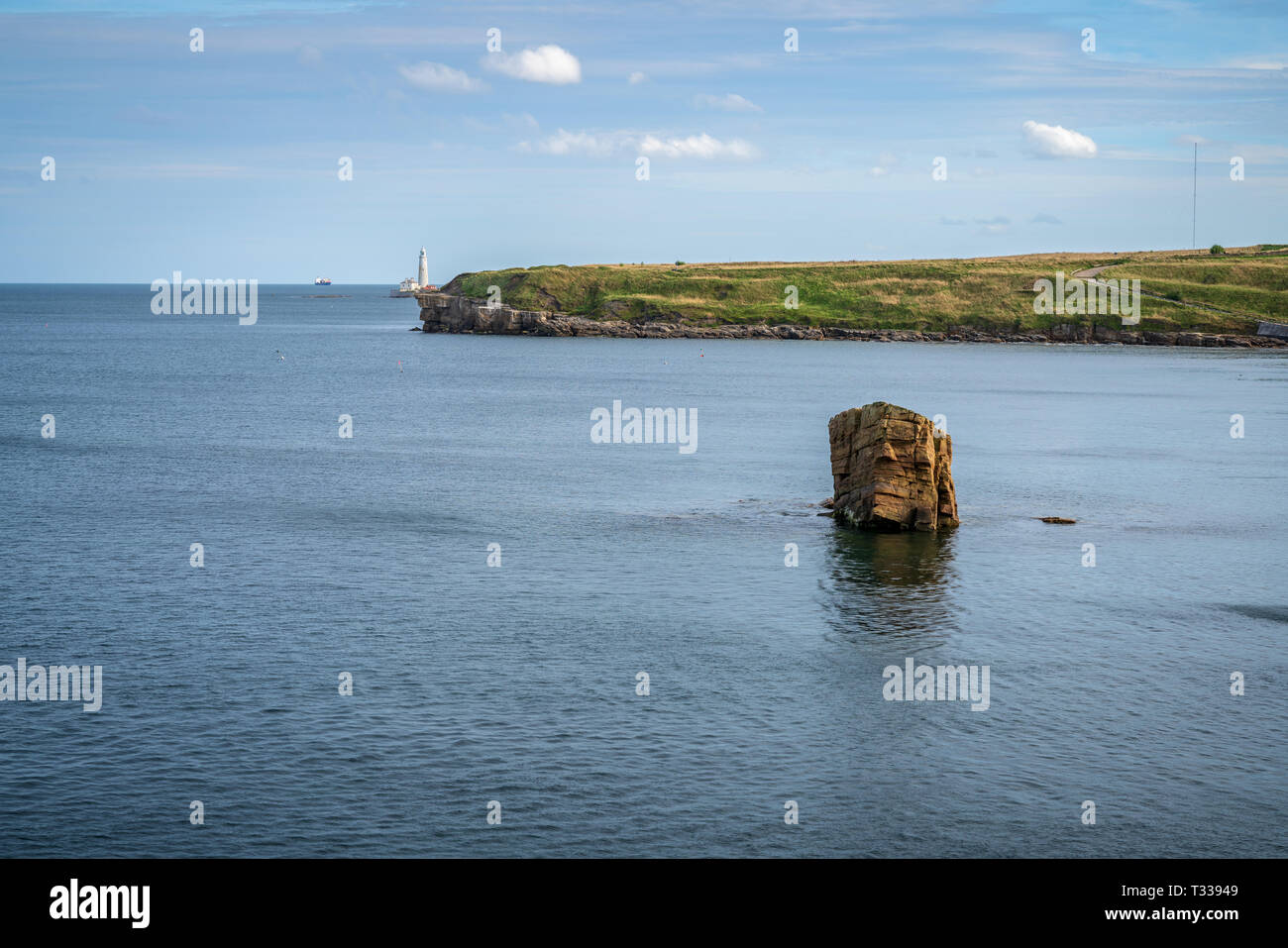 North Sea coast in Collywell Bay, Seaton Sluice in Northumberland, England, UK Stock Photo