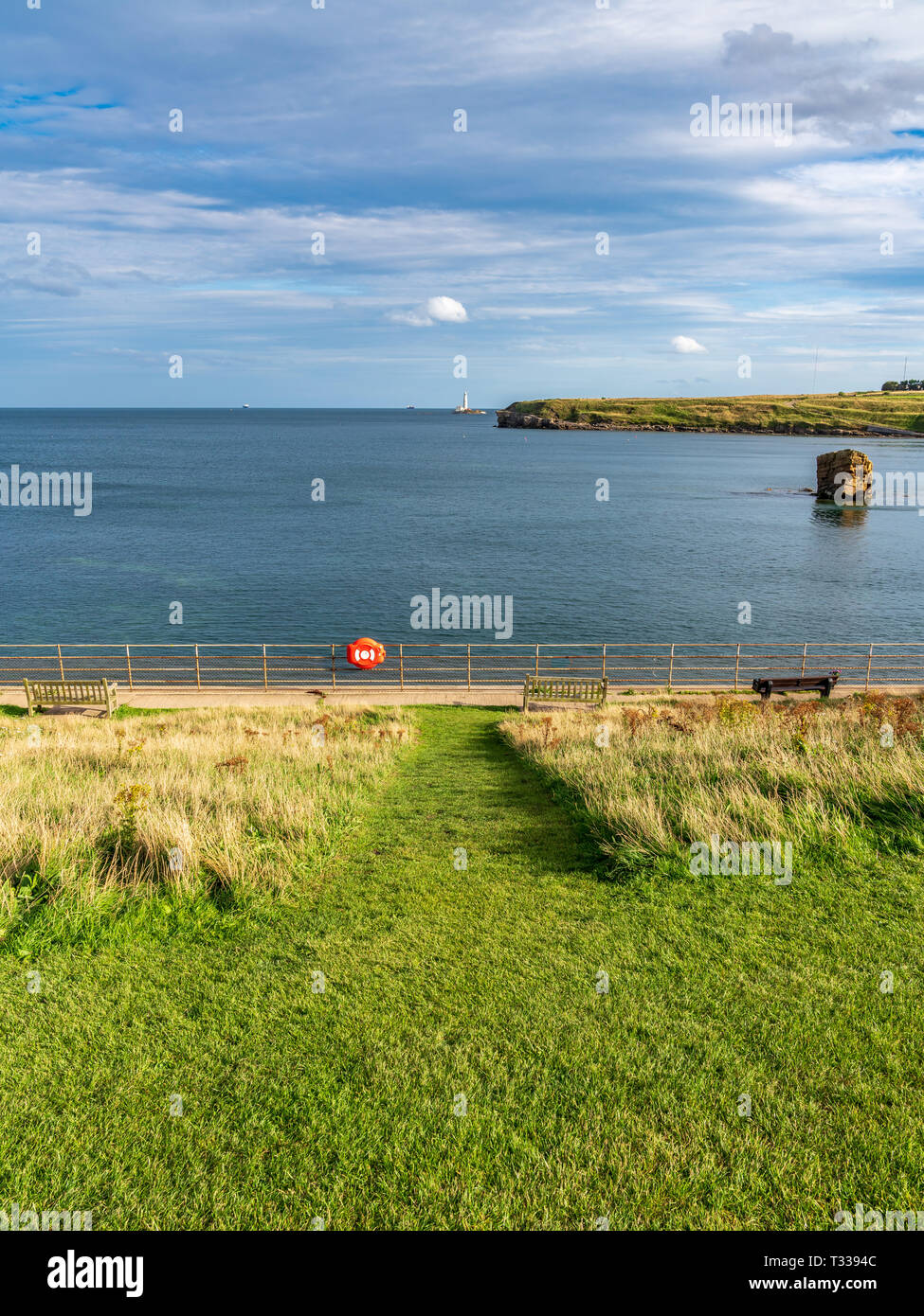 North Sea coast in Collywell Bay, Seaton Sluice in Northumberland, England, UK Stock Photo