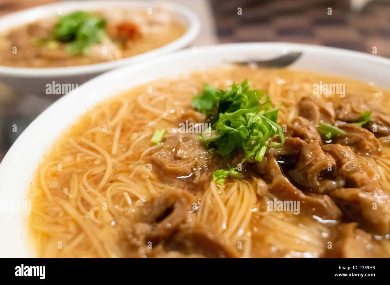 thin noodles with pork intestine, famous and traditional Taiwan snacks