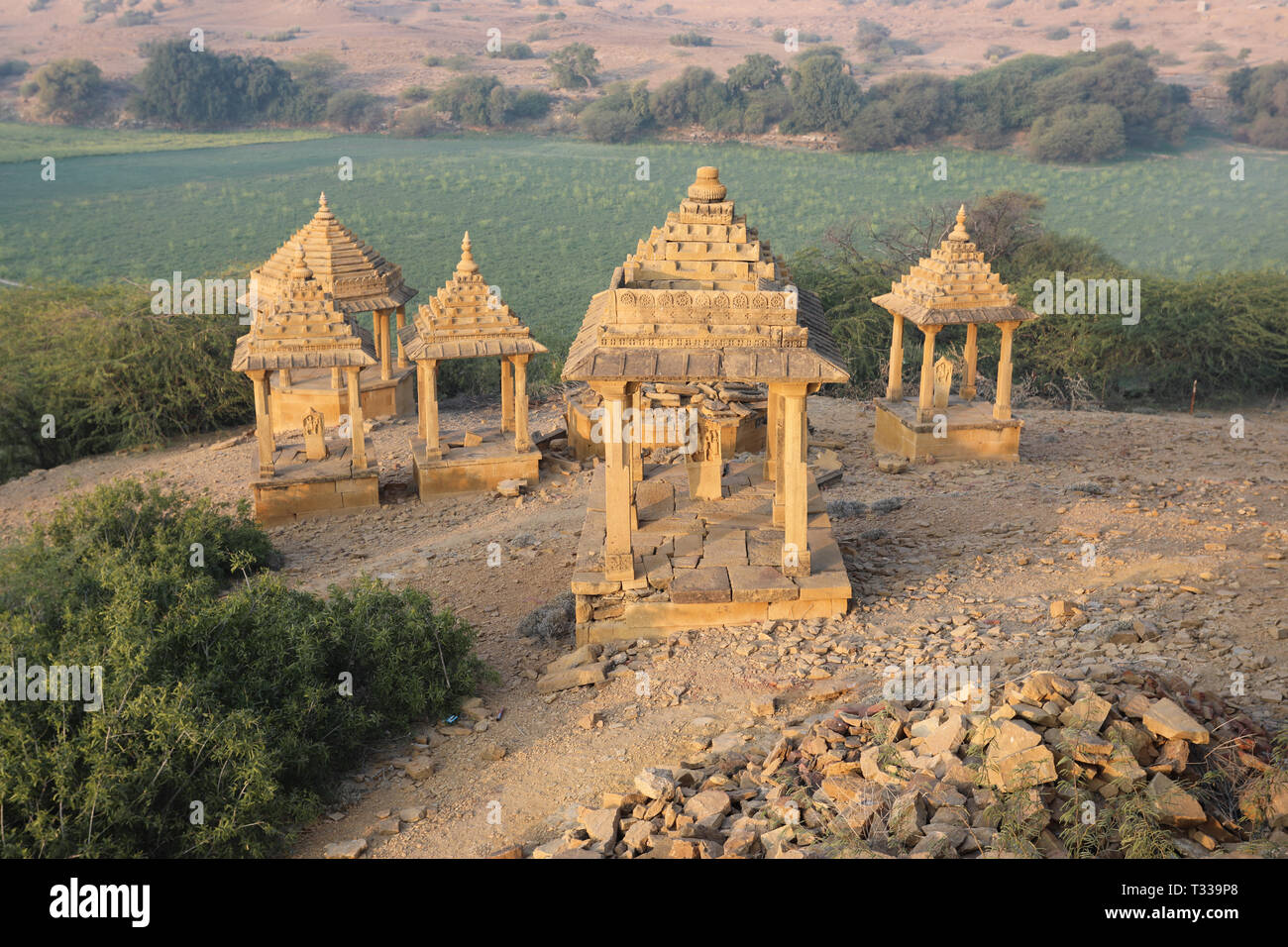 Bada Bagh, Jaisalmer, Rajasthan, India --- Cenotaphs old burial site of ...