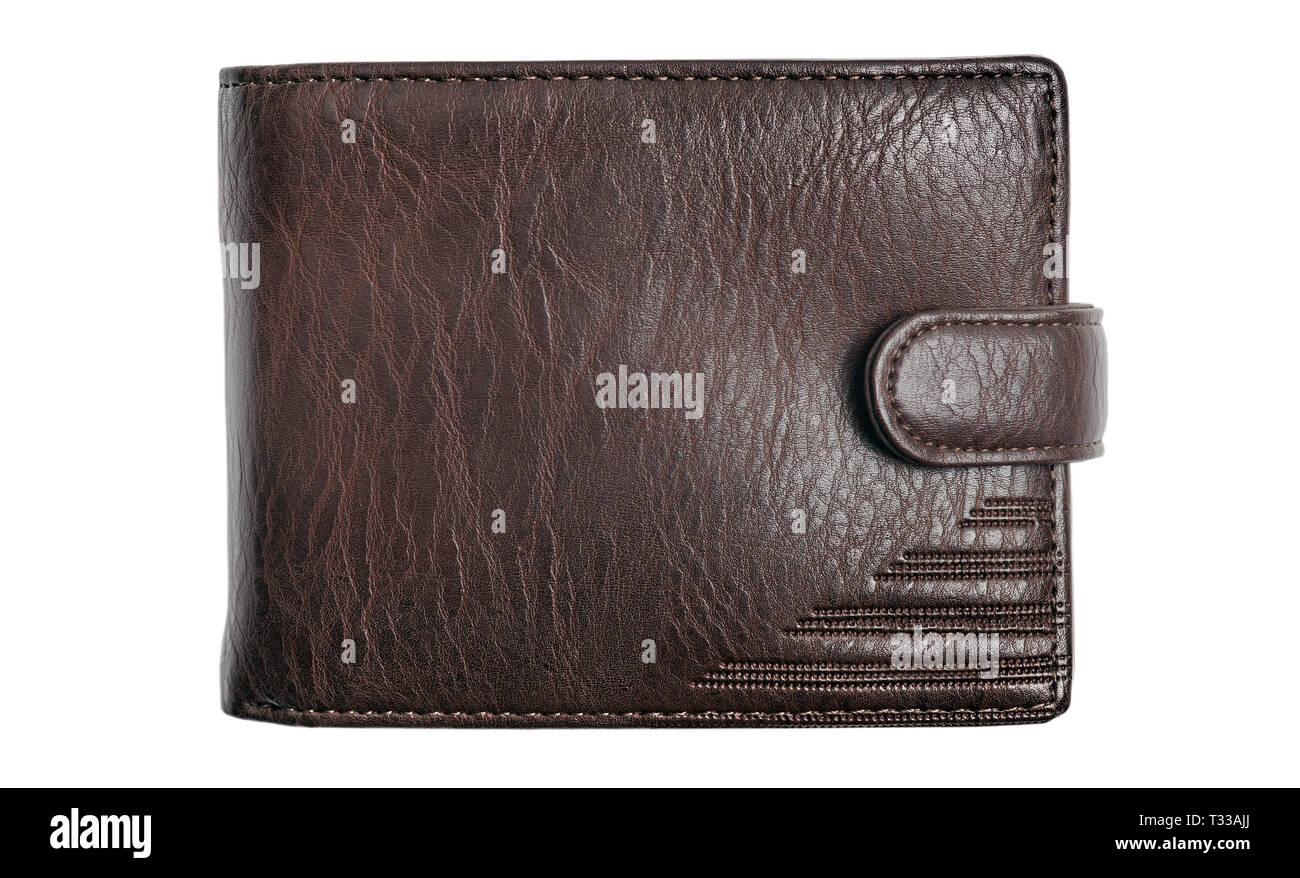 Brown natural leather wallet isolated on white background. Elegance  expensive fashion purse. Clipping path Stock Photo - Alamy