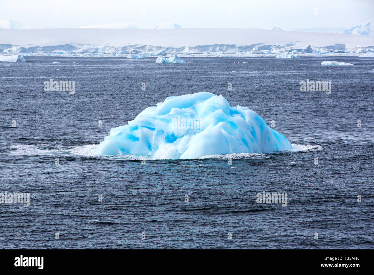 Icebergs and sea ice near Crystal Sound and the Bisoce islands on they ...
