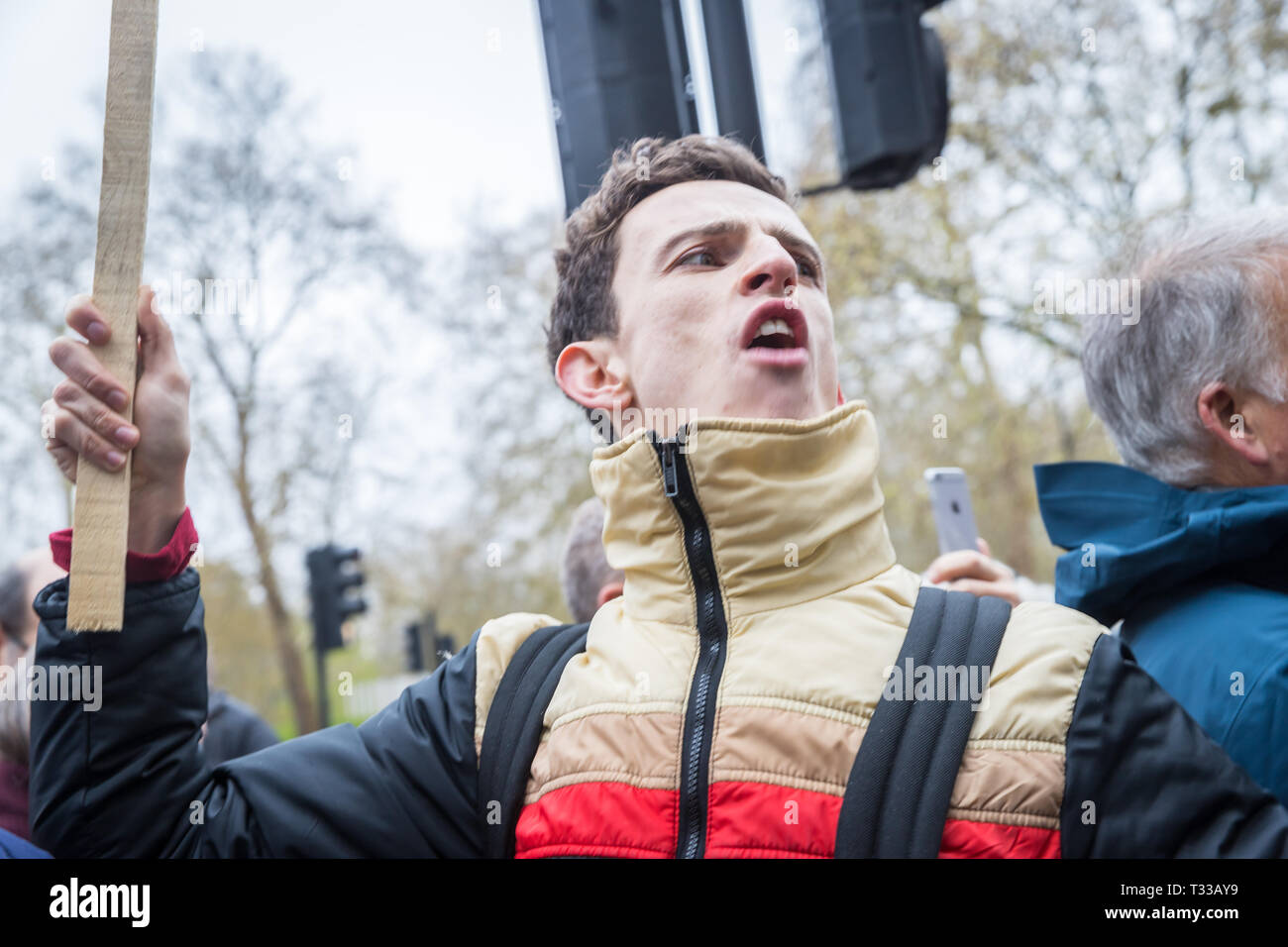 Protest outside The Dorchester hotel in London against the new Brunei anti-gay laws - 6 Apr 2019 Stock Photo