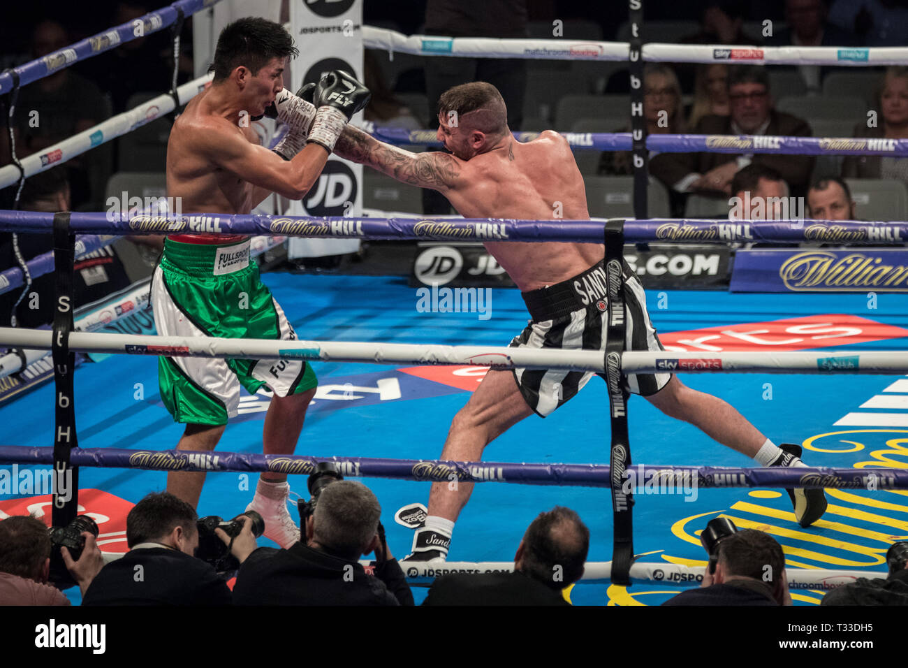 Lewis Ritson vs German Argentino Benitez. Ritson wins WBA Intercontinental Super-Lightweight Title on points 98-92, 98-92, 99-91 at Copper Box Arena. Stock Photo