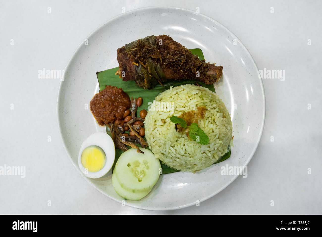 Nasi Lemak is one of the famous traditional malay local food in Malaysia. Stock Photo