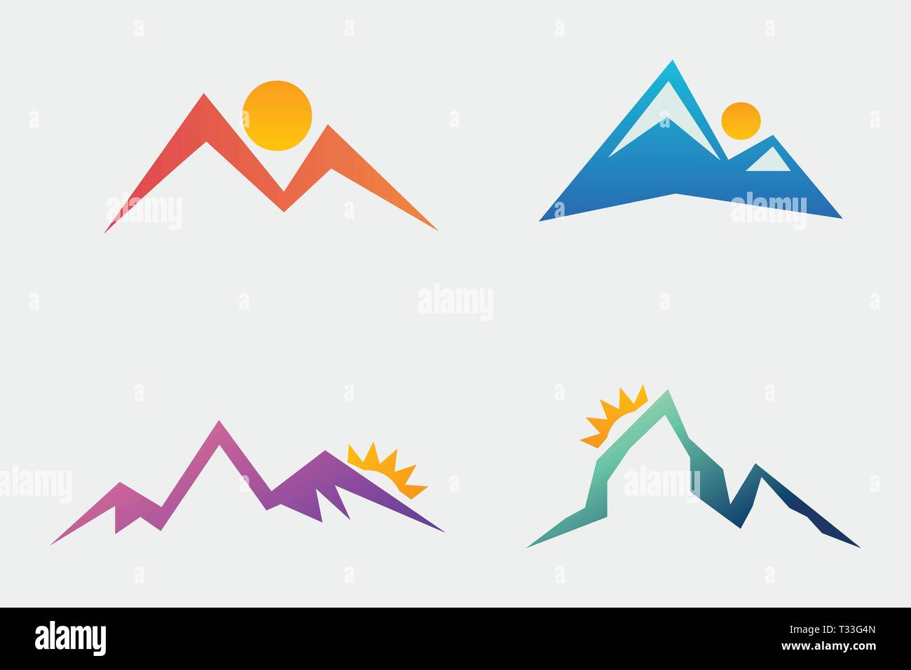 mountain abstract vector icon illustration set Stock Vector Image & Art