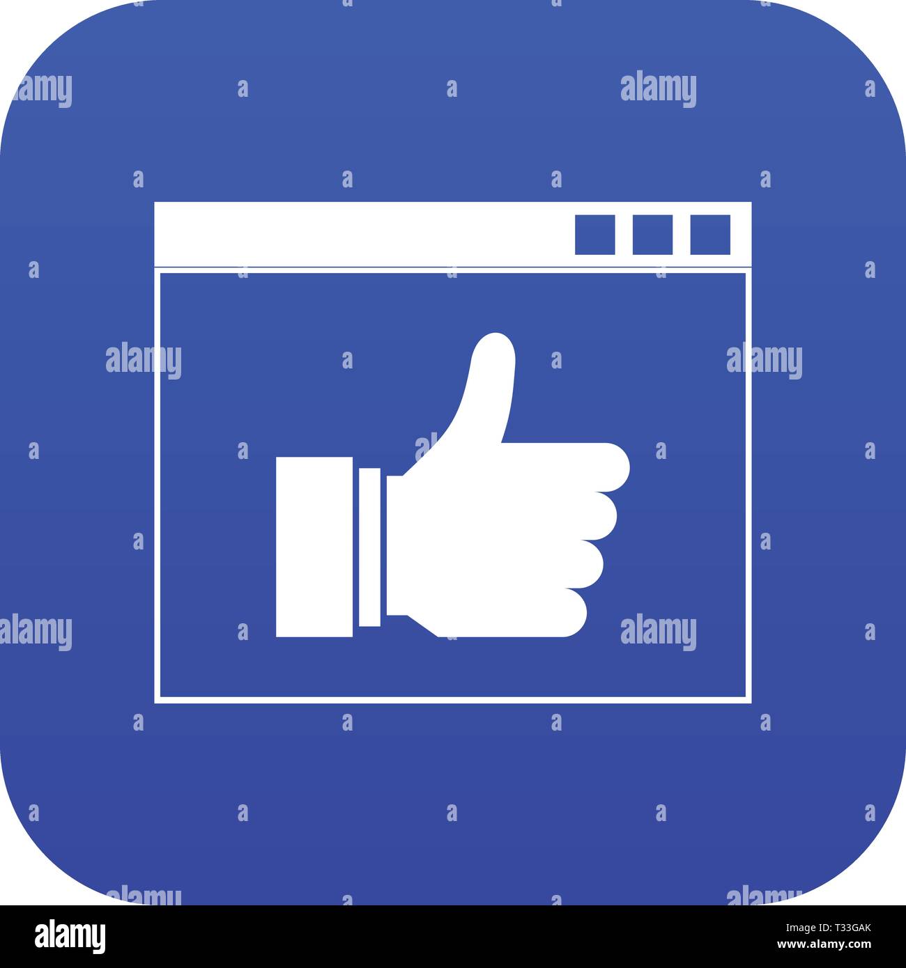 Hand with thumb up in browser icon digital blue for any design isolated ...