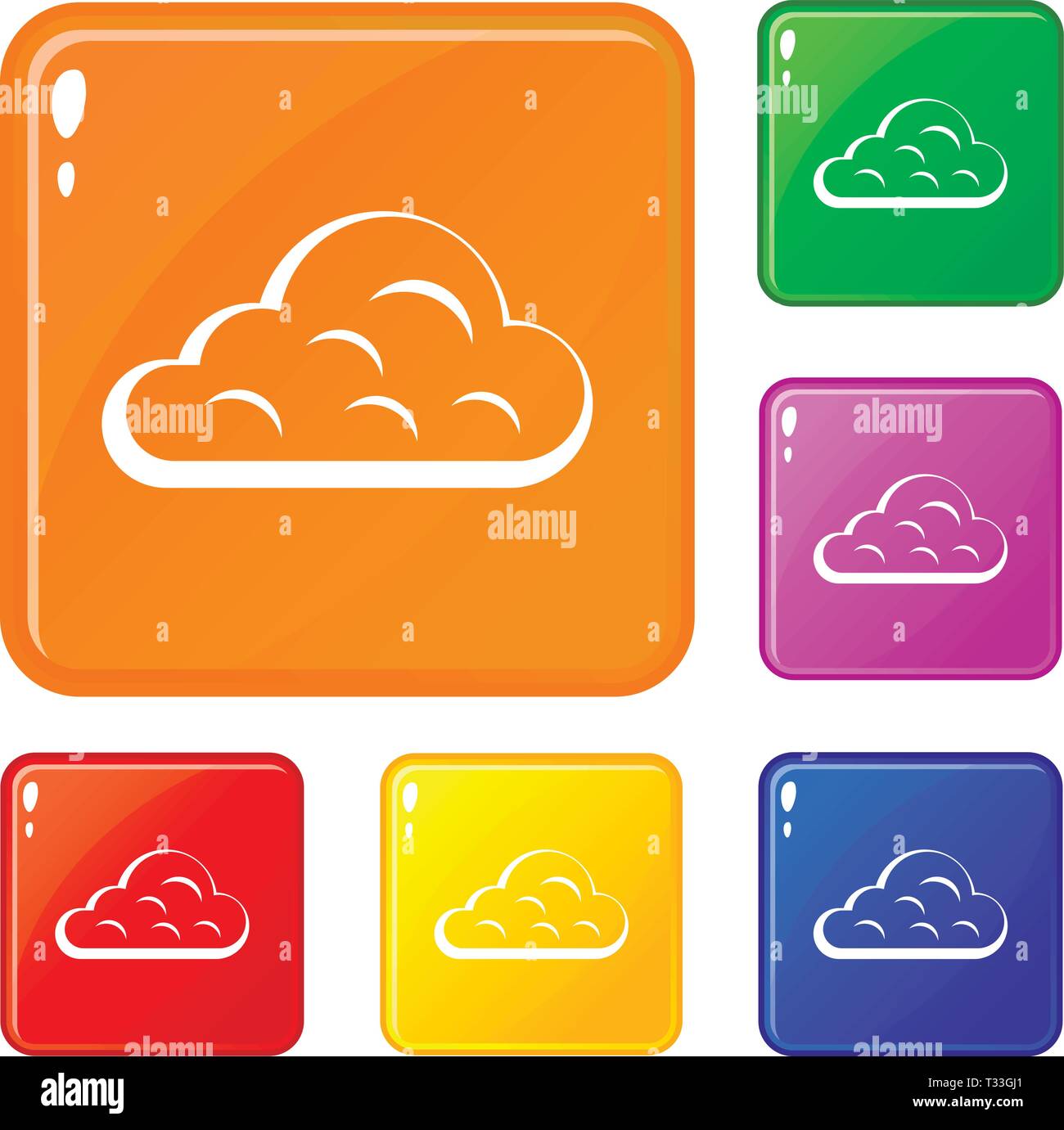 Rainy cloud icons set collection vector 6 color isolated on white ...