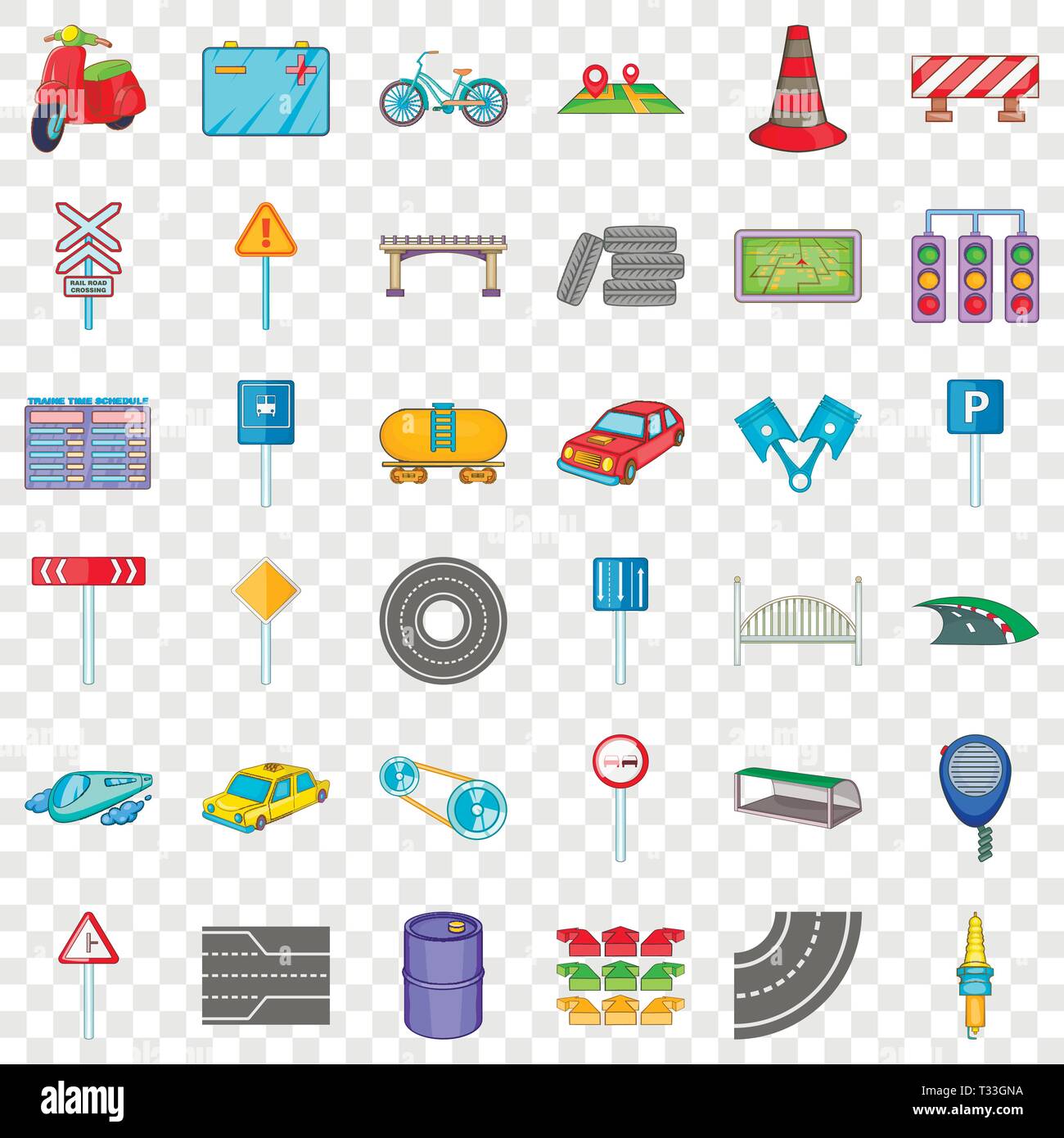Traffic light icons set. Cartoon style of 36 traffic light vector icons ...
