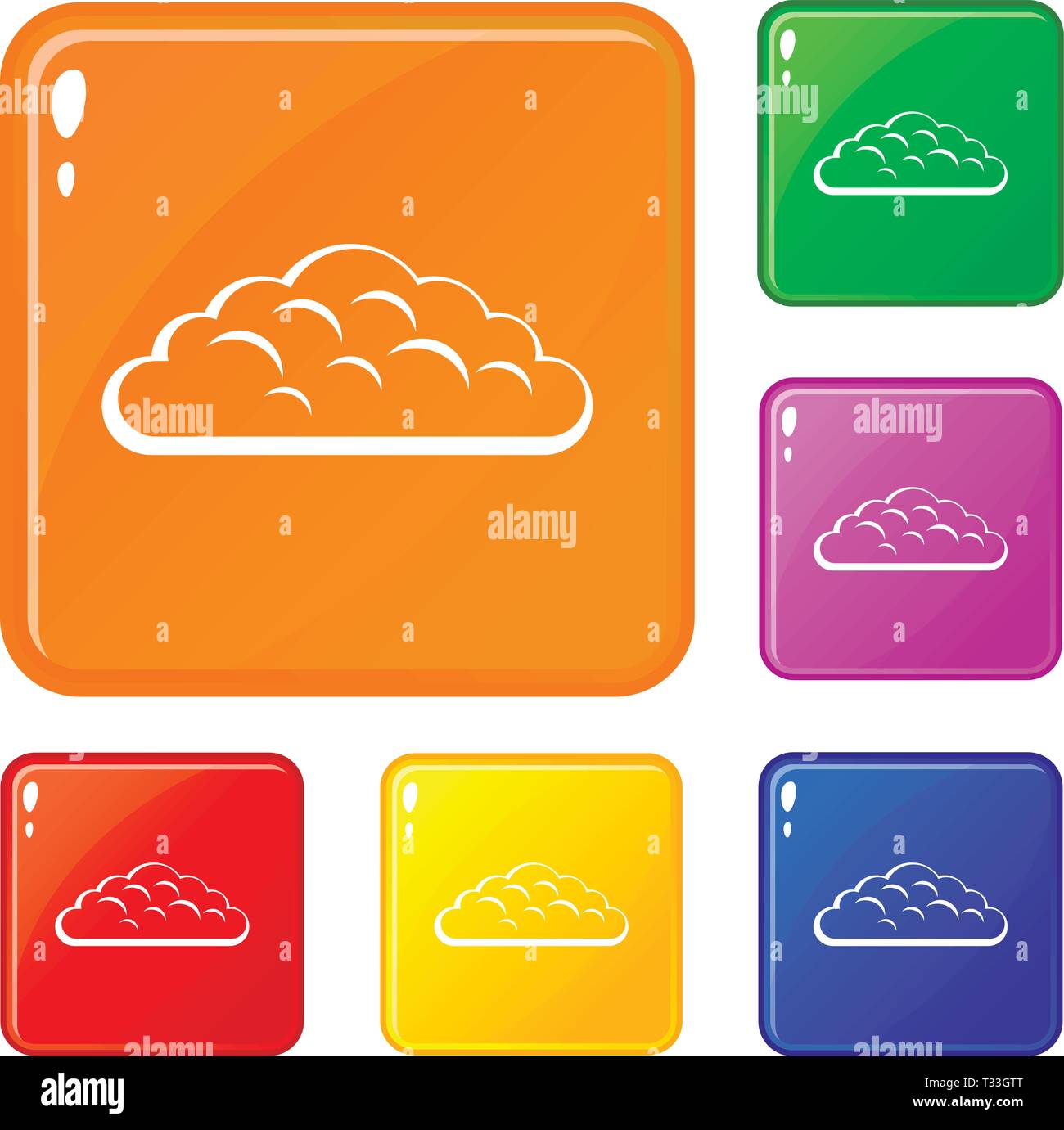 Spring cloud icons set collection vector 6 color isolated on white ...