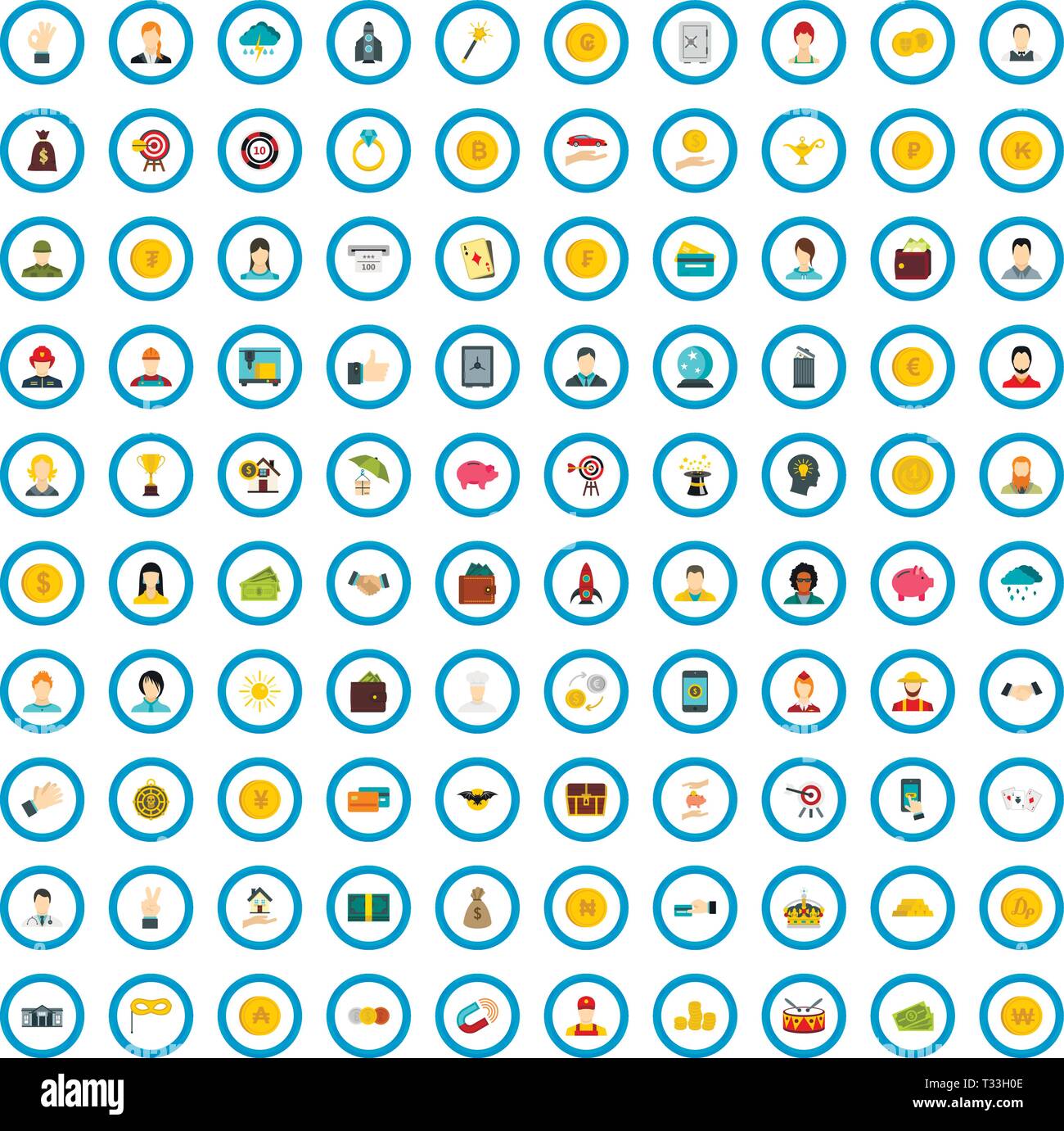 100 raffle icons set in flat style for any design vector illustration ...