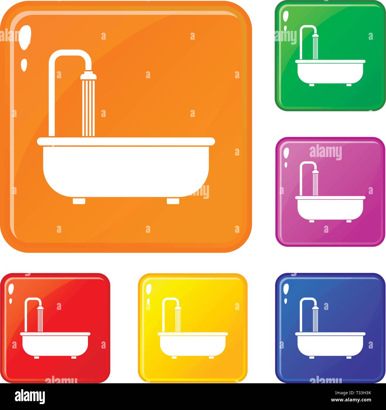 Bathroom icons set collection vector 6 color isolated on white ...