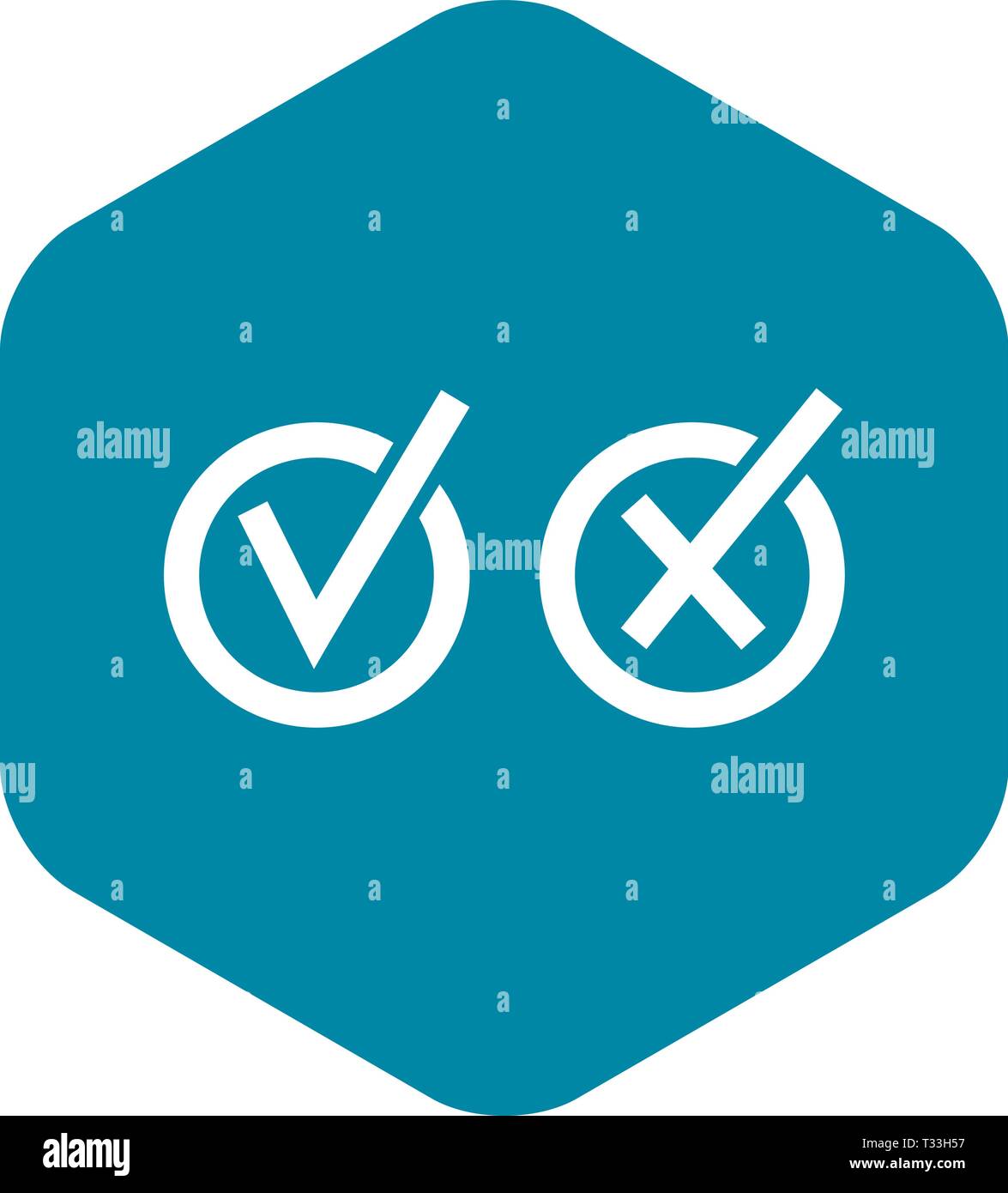 Signs of choice of tick and cross in circles icon in simple style ...