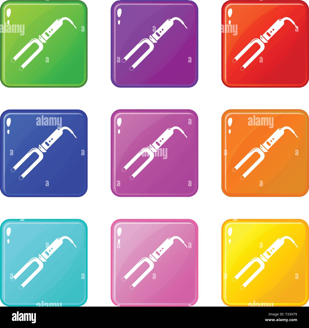 Hair curl icons set 9 color collection isolated on white for any design ...