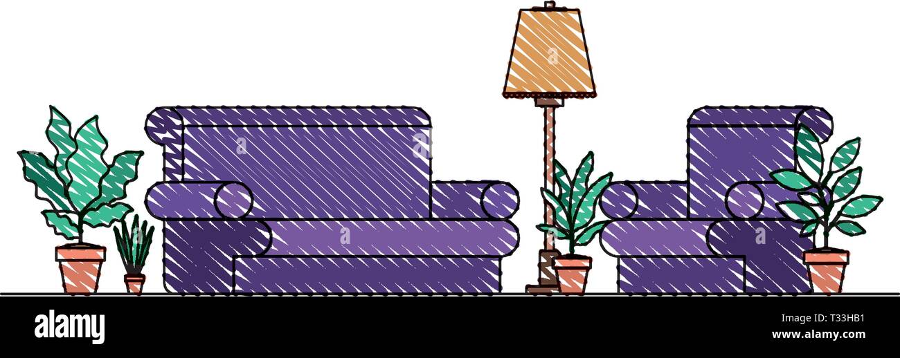 living room with houseplants scene Stock Vector Image & Art - Alamy