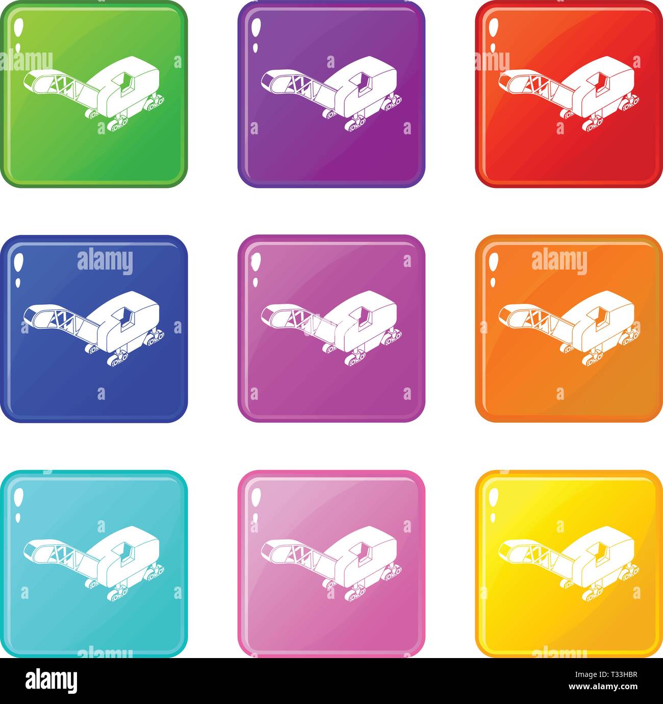 Mine band tractor icons set 9 color collection isolated on white for ...