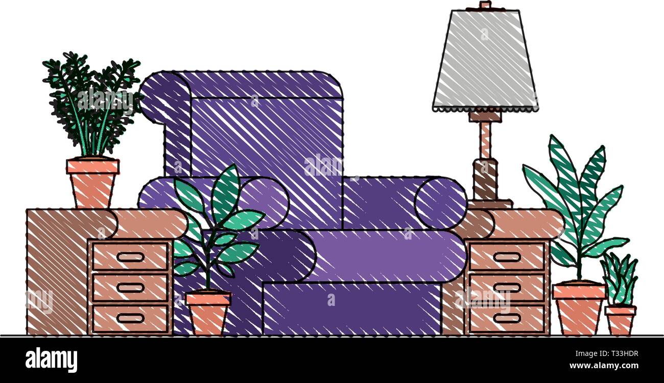 living room with houseplants scene Stock Vector Image & Art - Alamy