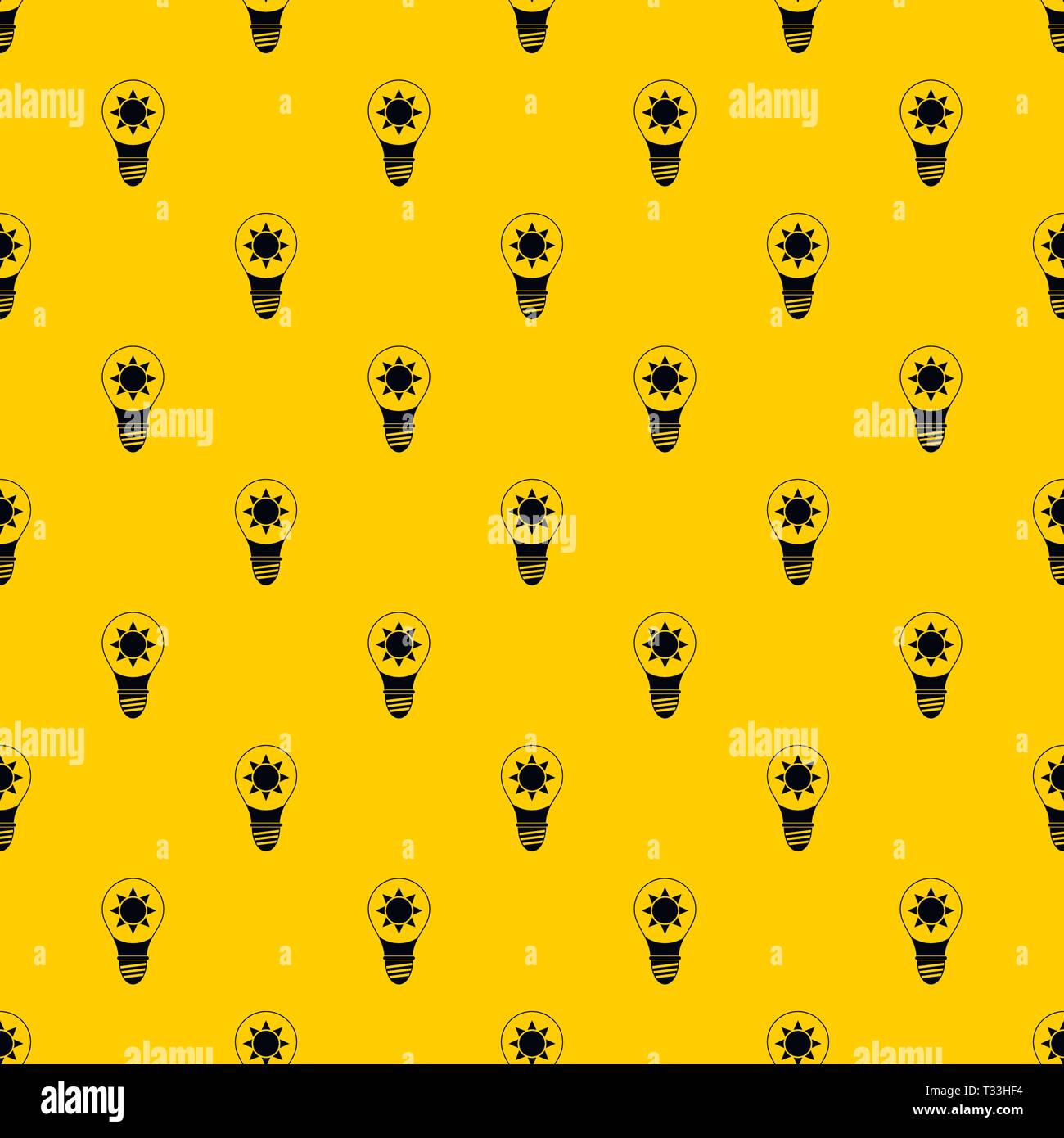 Light bulb with sun inside pattern seamless vector repeat geometric yellow for any design Stock Vector