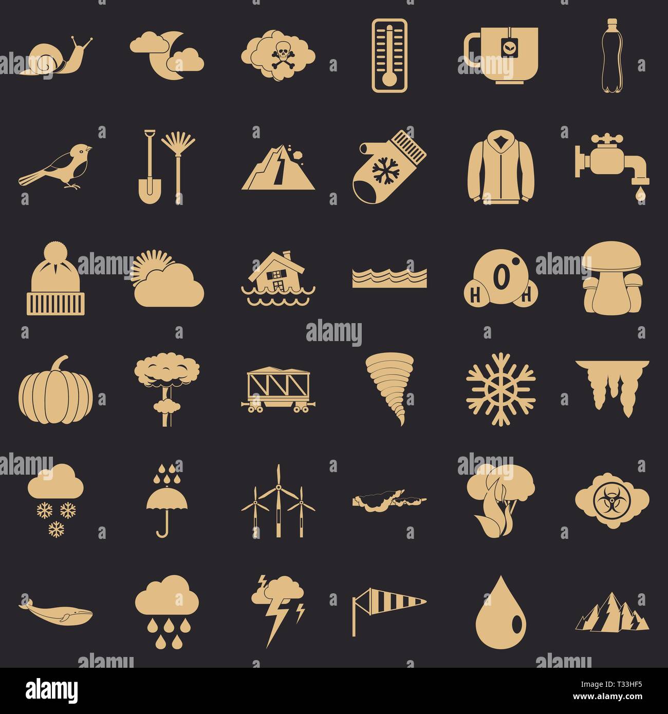 Autumn cloud icons set. Simple style of 36 autumn cloud vector icons ...