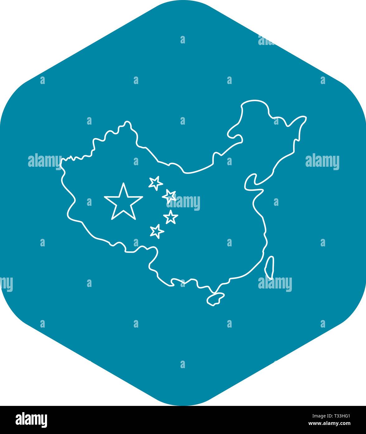 Map of China with flag icon Outline - Map Of China With Flag Icon Outline Illustration Of Map Of China With Flag Vector Icon For Web T33HG1 