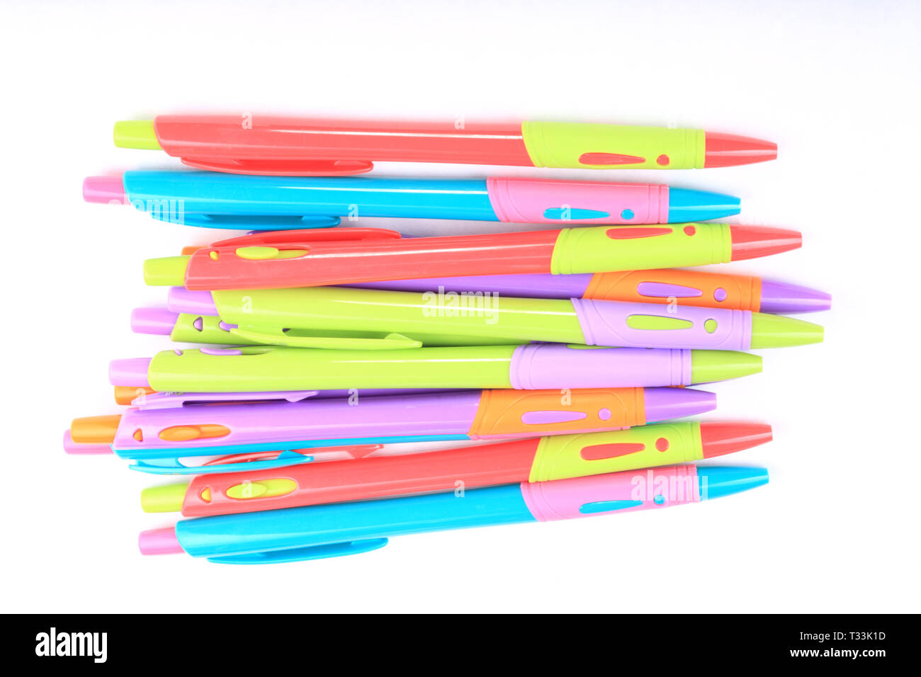 many Ball Pen on white Background Stock Photo - Alamy