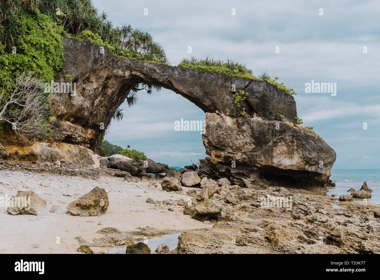 Sea arch at shore in Neil Island, Andaman and Nicobar, India Stock Photo