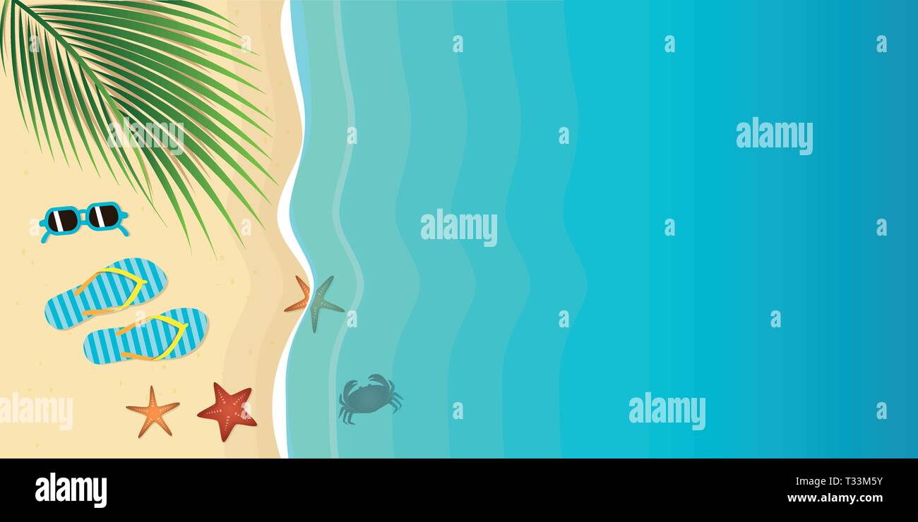 flip flops and sunglasses on a beautiful palm beach with starfish ...