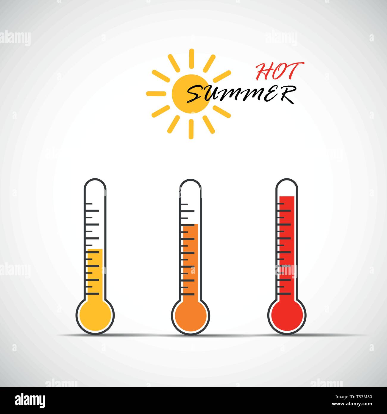 Heat Thermometer Icon Hot Summer Symbol Vector Illustration EPS10 Stock 