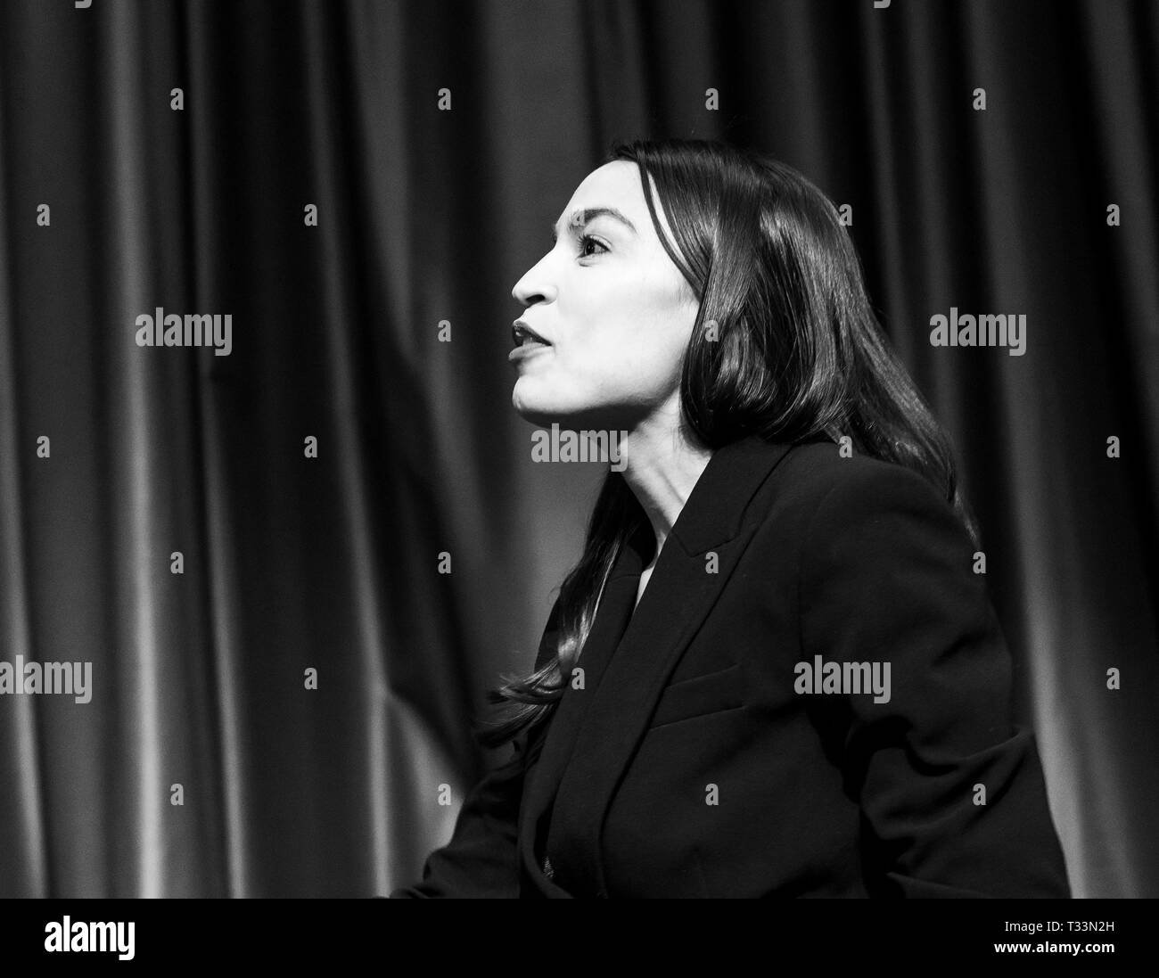 New York, United States. 05th Apr, 2019. US Congresswoman Alexandria Ocasio-Cortez attends National Action Network 2019 convention at Sheraton Times Square. Credit: Lev Radin/Pacific Press/Alamy Live News Stock Photo