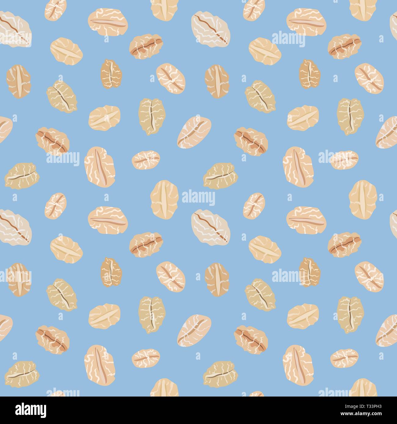 Seamless pattern with oat flakes. Vector seamless pattern, hand drawn illustration. Oat flakes background. Stock Vector