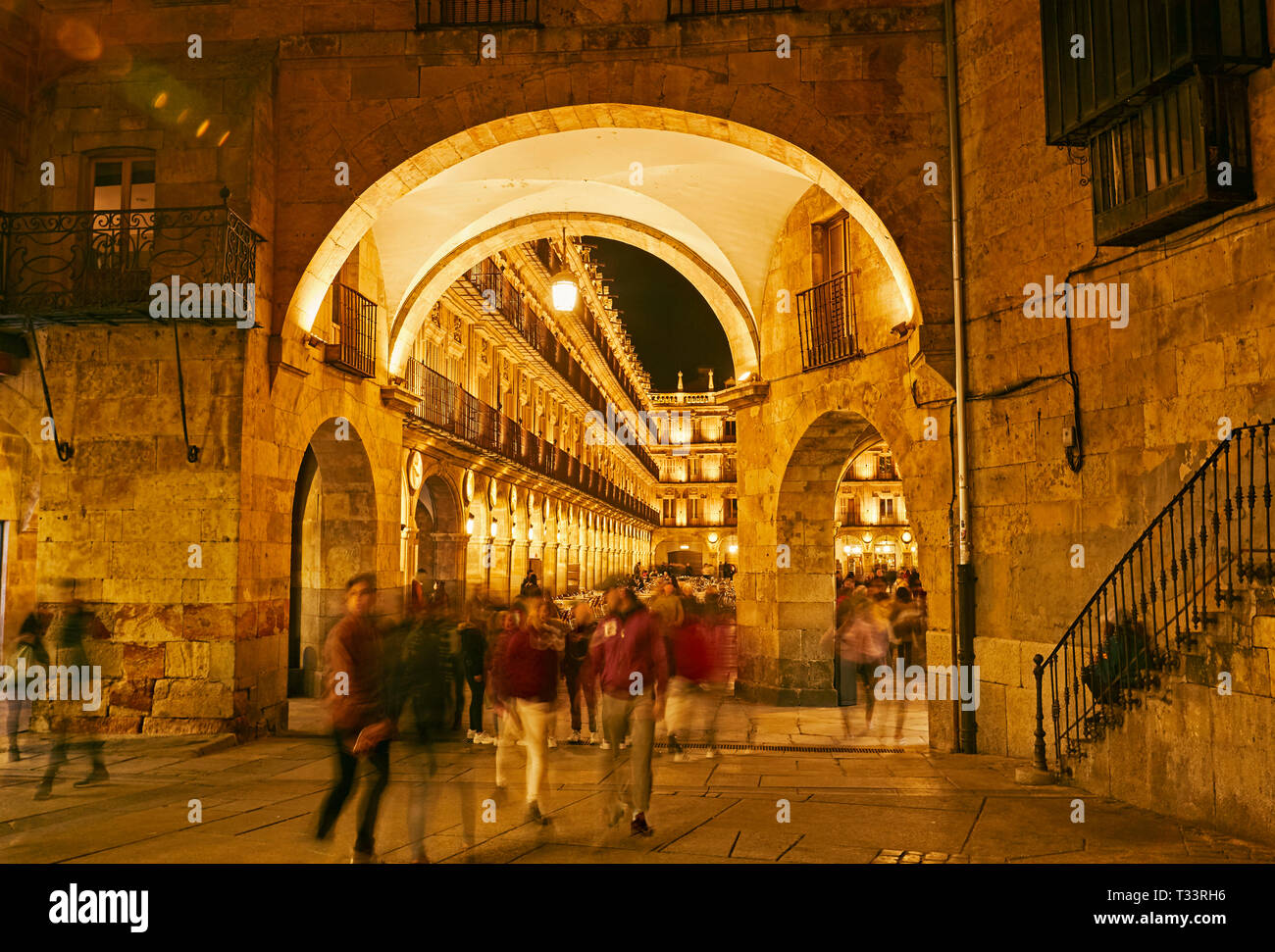 Architectural detail of the historic Plaza Mayor in Salamanca, Spain Stock Photo