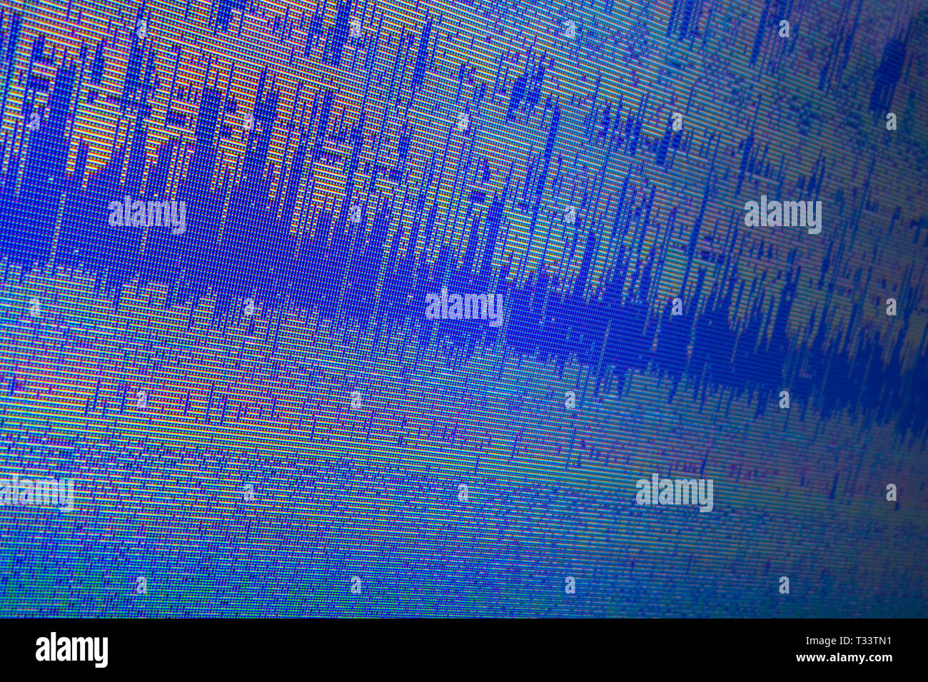 damaged file displayed with unreadable dots and lines Stock Photo